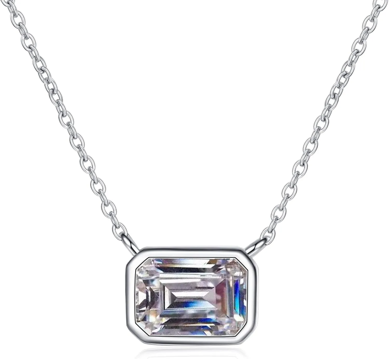 14K Gold 1 Carat Radiant Cut Diamond Necklace with Square Diamond Design - Stylish Daimond Necklace Statement Piece