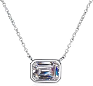 14K Gold 1 Carat Radiant Cut Diamond Necklace with Square Diamond Design - Stylish Daimond Necklace Statement Piece