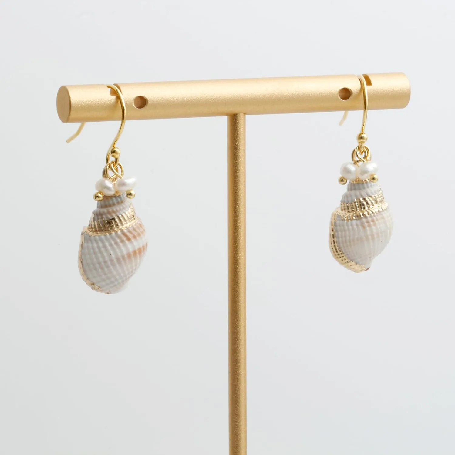 14K Gold Boho Beach Jewelry Ocean Seashell Conch Dangling Earrings for Women, Sterling Silver Hooks