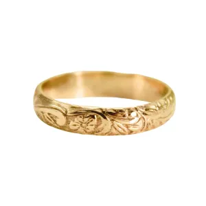 14K Gold Filled Flower Ring Band for Women