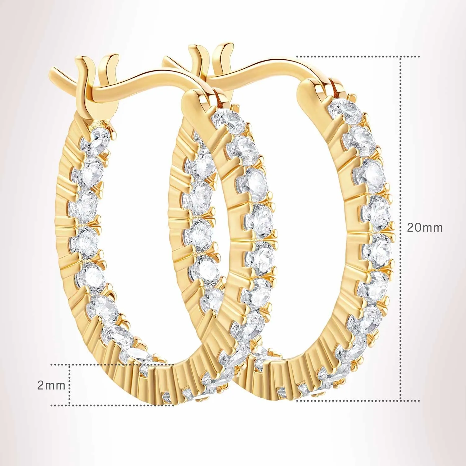 14K Gold Hoop Earrings for Women 14K Gold Earrings Hoop Earring for Women Elegant Dual-sided Cubic Zirconia Womens Earring 20mm/30mm