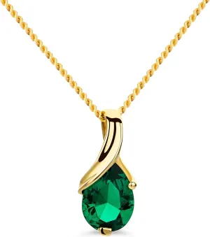 14K Gold Necklace for Women in 14K Yellow Gold/White Gold 585 with Ruby/Sapphire/Emerald/Topaz/Amethyst Gemstone/Birthstone Pendant Necklace and Gold Chain 17.7  Long - Women's Jewelry