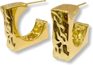 14k Gold Plated Hoop Earrings for Women - Chunky, Trendy, Lightweight, Hypoallergenic Statement Gold Hoop Earrings with 925 Sterling Silver Post - Tarnish Free Gold Jewelry