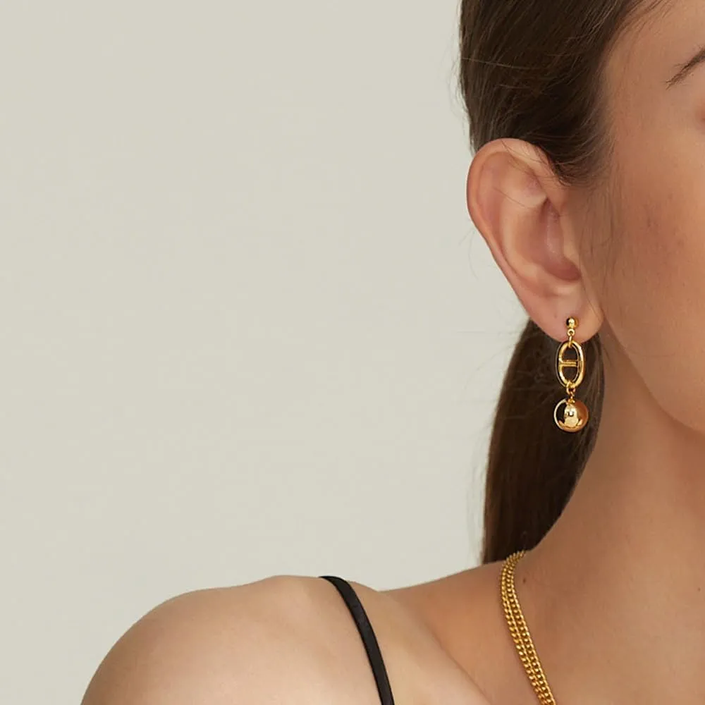 14K Gold Plated S925 Sterling Silver Post Lightweight Drop/Dangle Huggie Stud Earrings for Women | Ball Drop Earrings