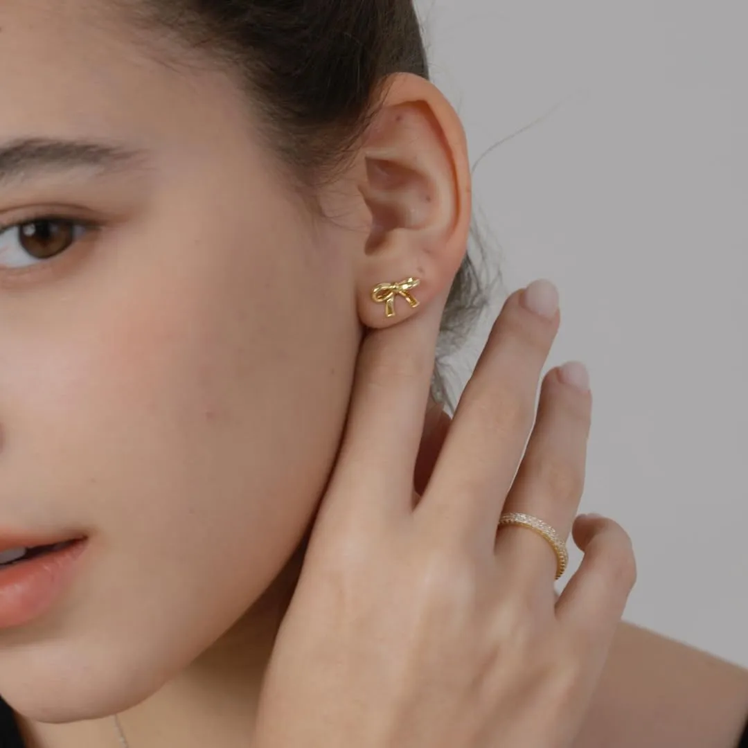 14K Gold Plated Sud| 925 Sterling Silver Post| Clover Butterfly Heart Bow Stud Earrings for Women  Dainty Earrings with Cubic Zirconia  Jewelry for Everyday Wear or Occasions