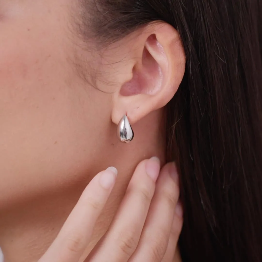 14K Gold/White Gold Plated 925 Sterling Silver Hoop Teardrop Chunky Earrings | Lightweight Drop Earrings for Women | Designer-Inspired Statement Earrings