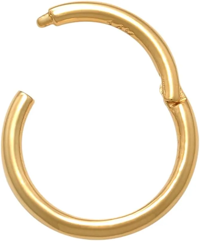 14k Real Solid Gold Hoop Piercings - Elegant Cartilage Daith Helix, Tragus, Conch, Rook Snug Design - Ear Clicker Ring - Stylish Piercing Jewelry - 16 Gauge, 1 Piece