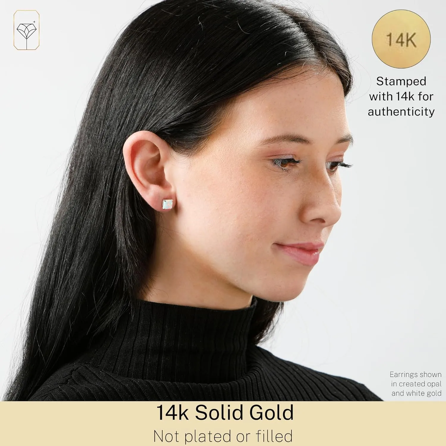 14k White or Yellow Gold Princess Cut Gemstone Square Stud Earrings for Women 7mm Solitaire Birthstone with Push Backs by MAX   STONE