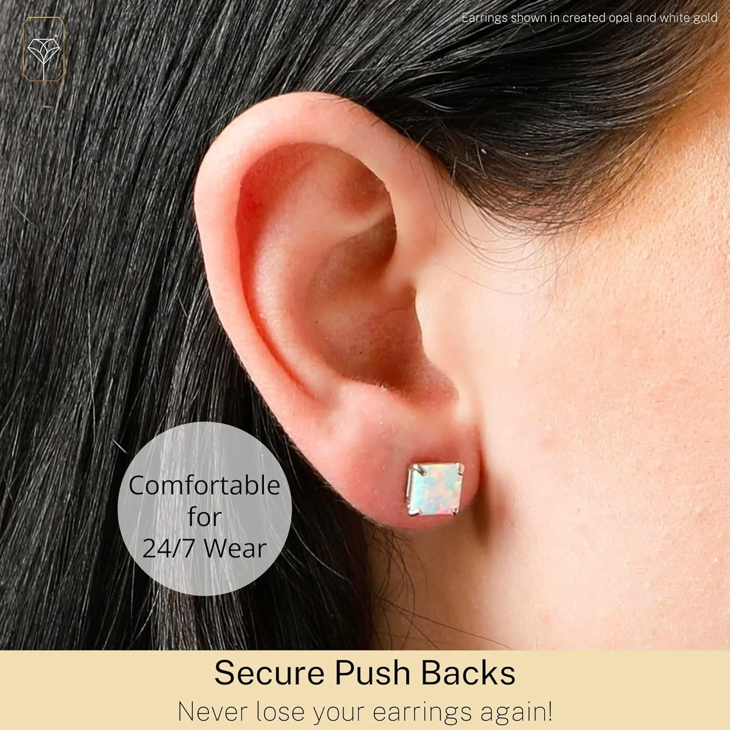 14k White or Yellow Gold Princess Cut Gemstone Square Stud Earrings for Women 7mm Solitaire Birthstone with Push Backs by MAX   STONE