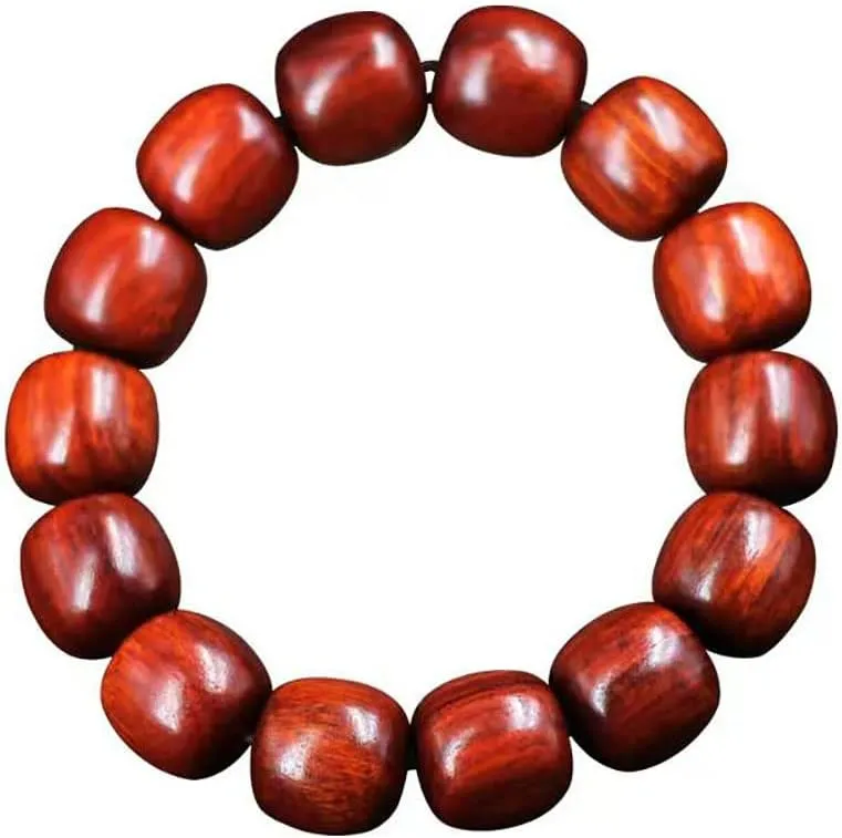 15Mm Zambian Blood Sandalwood Beaded Single Circle Bracelet Simple Buddhist Prayer Beads Bracelet for Meditation Chanting Mala