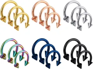 16G Stainless Steel Horseshoe Rings Nose Septum Eyebrow Tragus Lip Rings Daith Helix Piercing Jewelry Set 18pcs Horseshoe Piercing jewelry for Men and Women Comfort Fit