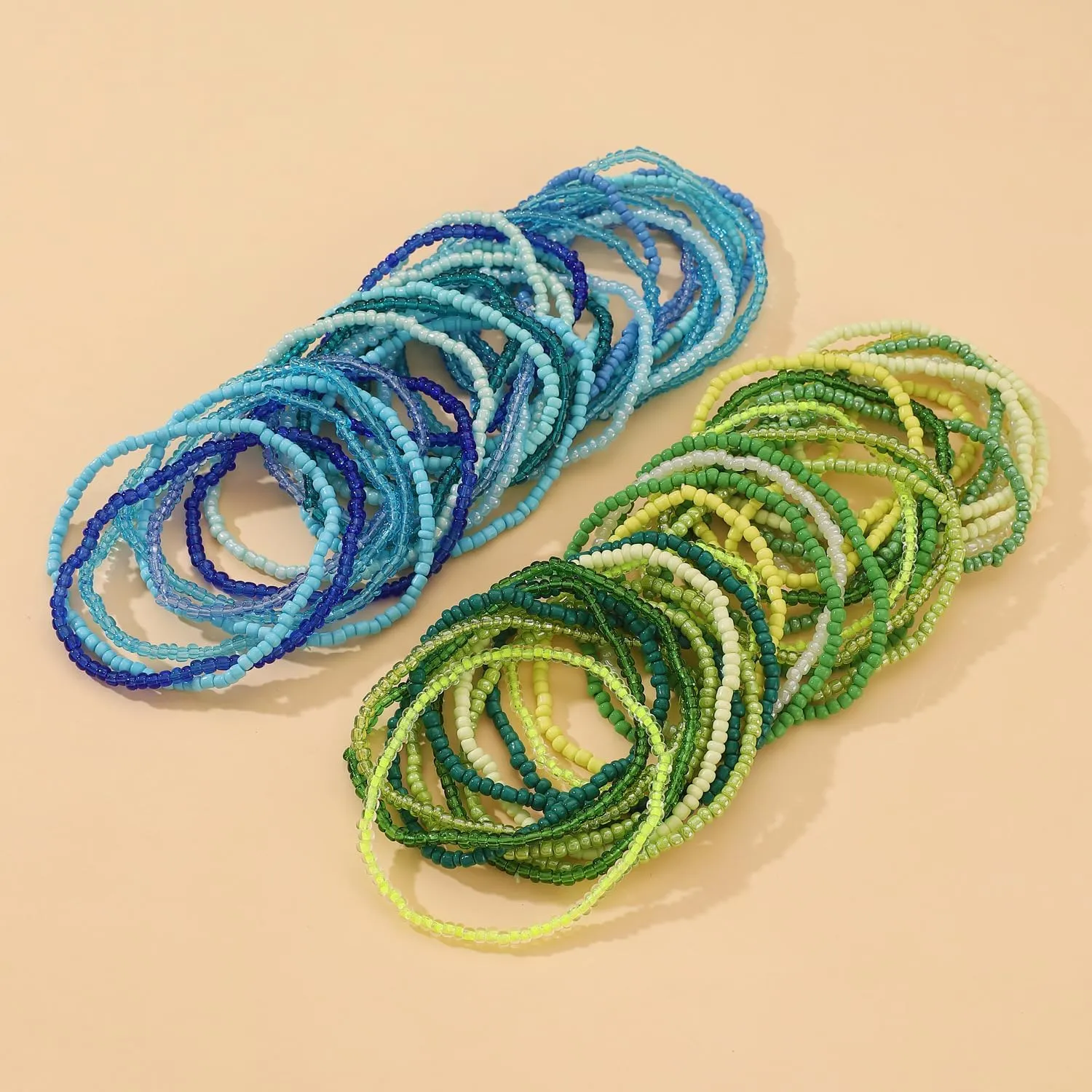 17pcs Bohemian Stackable Multilayer Elastic Bracelets - Handmade Seed Beaded Jewelry for Women & Girls