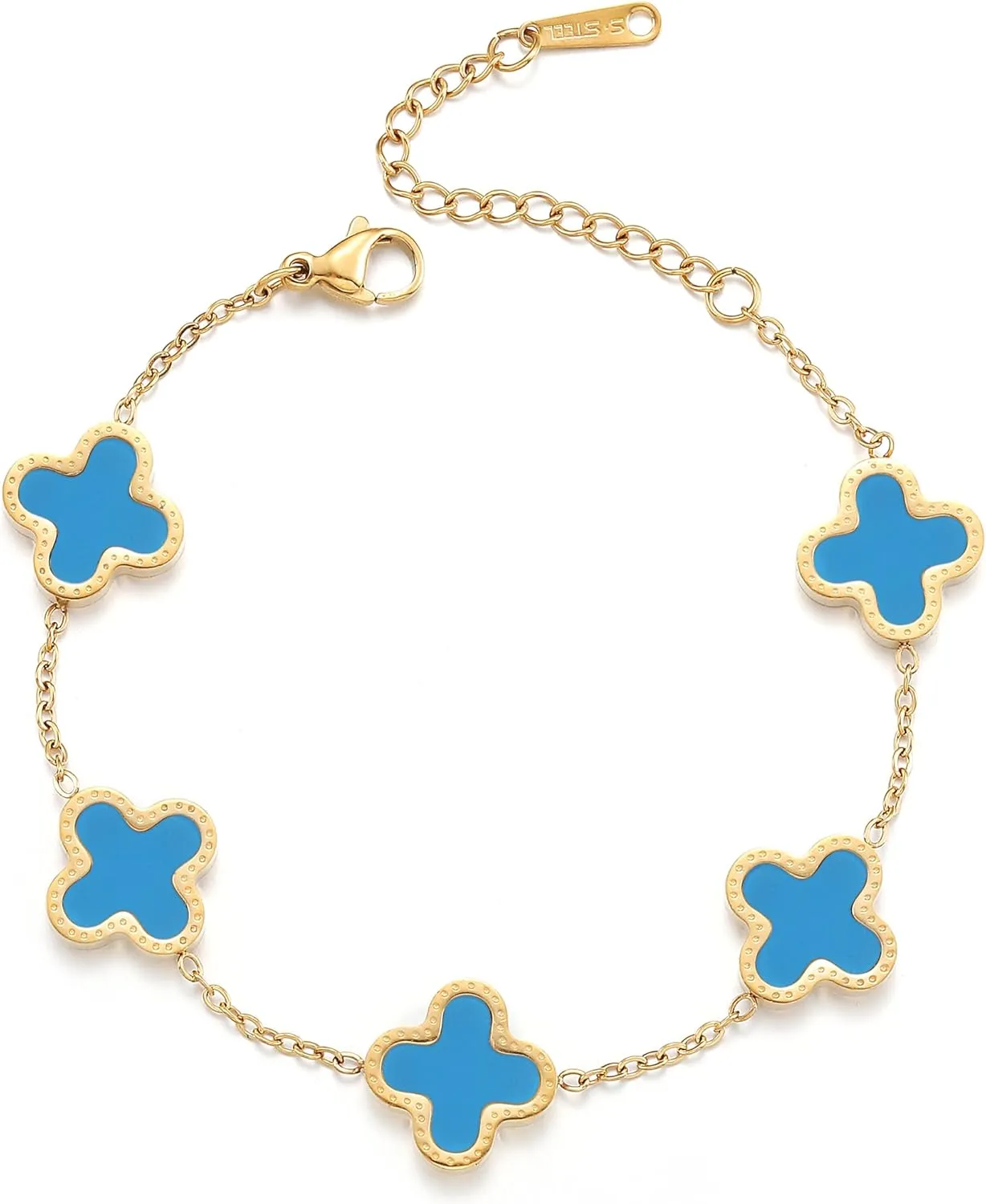 18K Gold Plated Clover Lucky Bracelet for Women Four leaf Bracelets Cute Colorful Bracelets Jewelry Gifts Trendy for Women