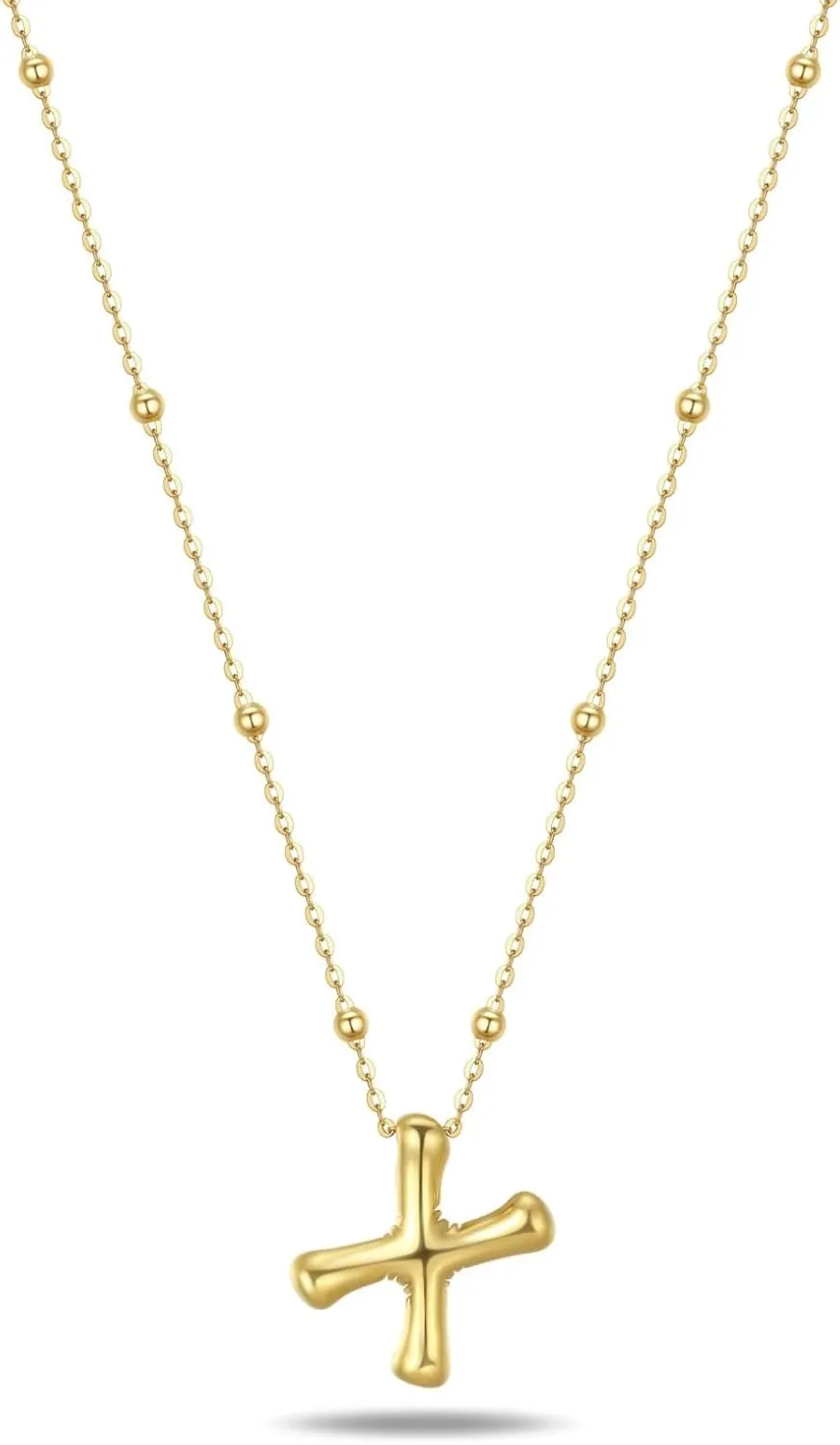 18k Gold Vermeil Bubble Letter Necklace Trendy Balloon Initial Pendant Dainty Charm A-Z Custom Name Necklace Layer Wear-Resistant Jewelry for Women 18'' 2'' Extension 925 Silver Chain X