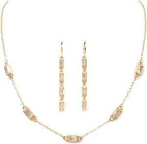 18k/14k Gold Plated Jewelry Set for Women 4/2 Pcs Emerald-cut/Heart/Cushion-cut Cubic Zirconia Necklace Earring Bracelet Anklet Set Birthstone Jewelry Wife Mother Wedding Prom Birthday Gift