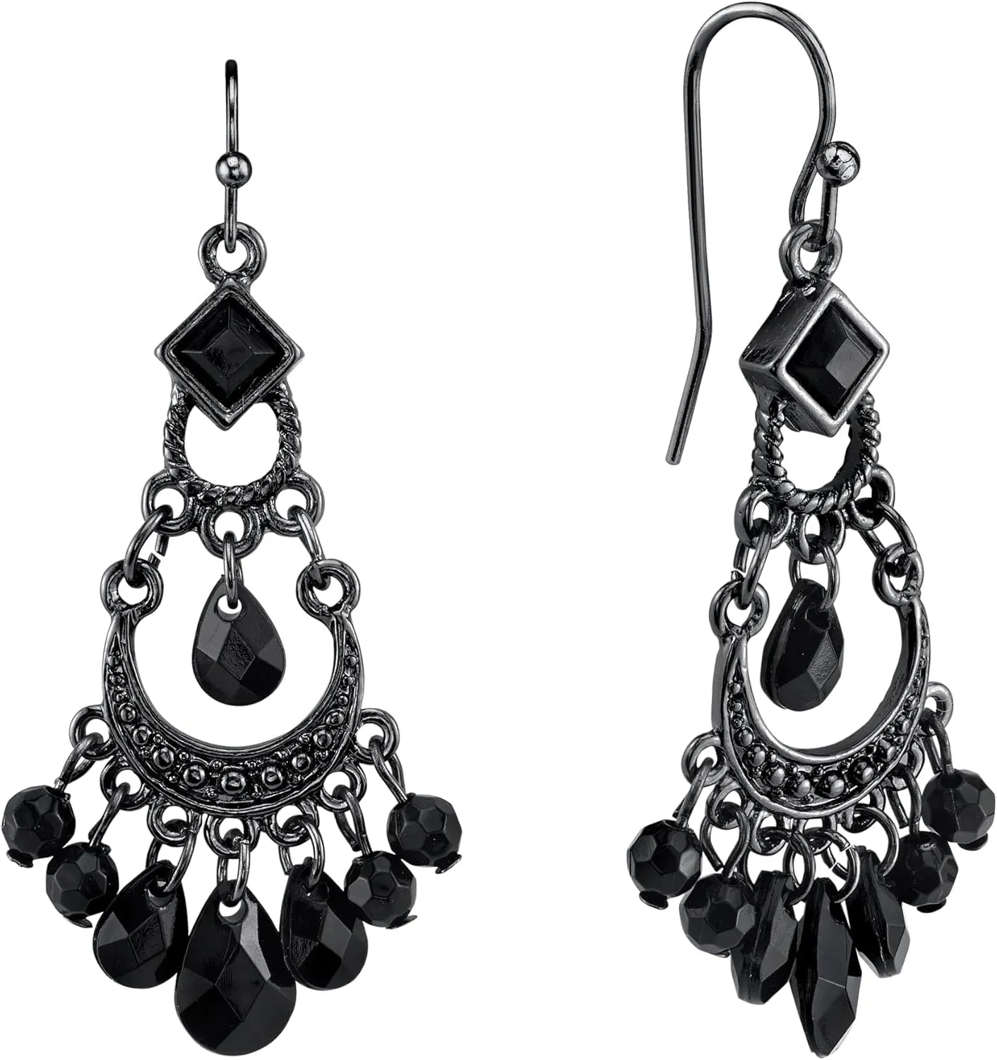 1928 Jewelry Crescent Chandelier Earrings, 2.12"