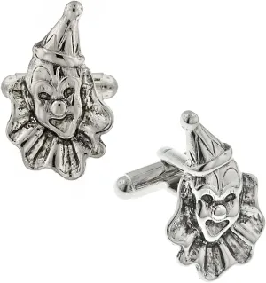 1928 Jewelry Mens Silver Tone Vintage Circus Clown Cufflinks