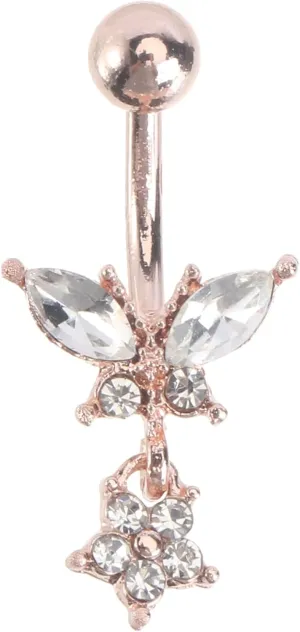 1Pc Butterfly Belly Button Ring with Rhinestone Detail Eye Catching Piercing Jewelry for Parties Dances Street Photography present for Belly Ring