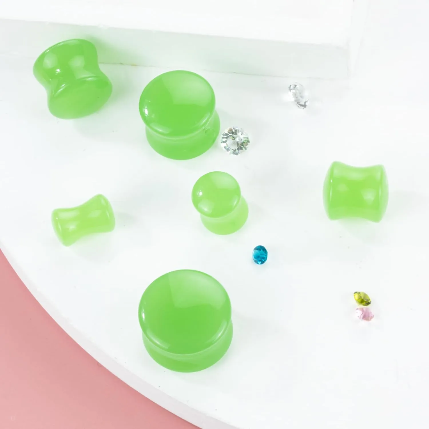 2pcs Glass Ear Gauges with Arc Surface, Double Flared Glass Ear Plugs, Expander Ear Tunnels (Unisex)