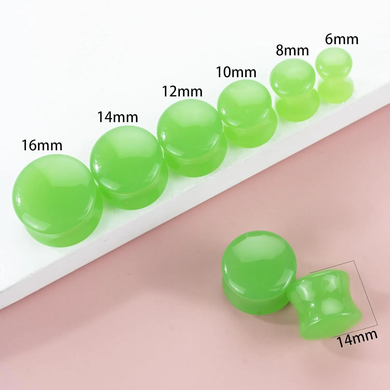 2pcs Glass Ear Gauges with Arc Surface, Double Flared Glass Ear Plugs, Expander Ear Tunnels (Unisex)