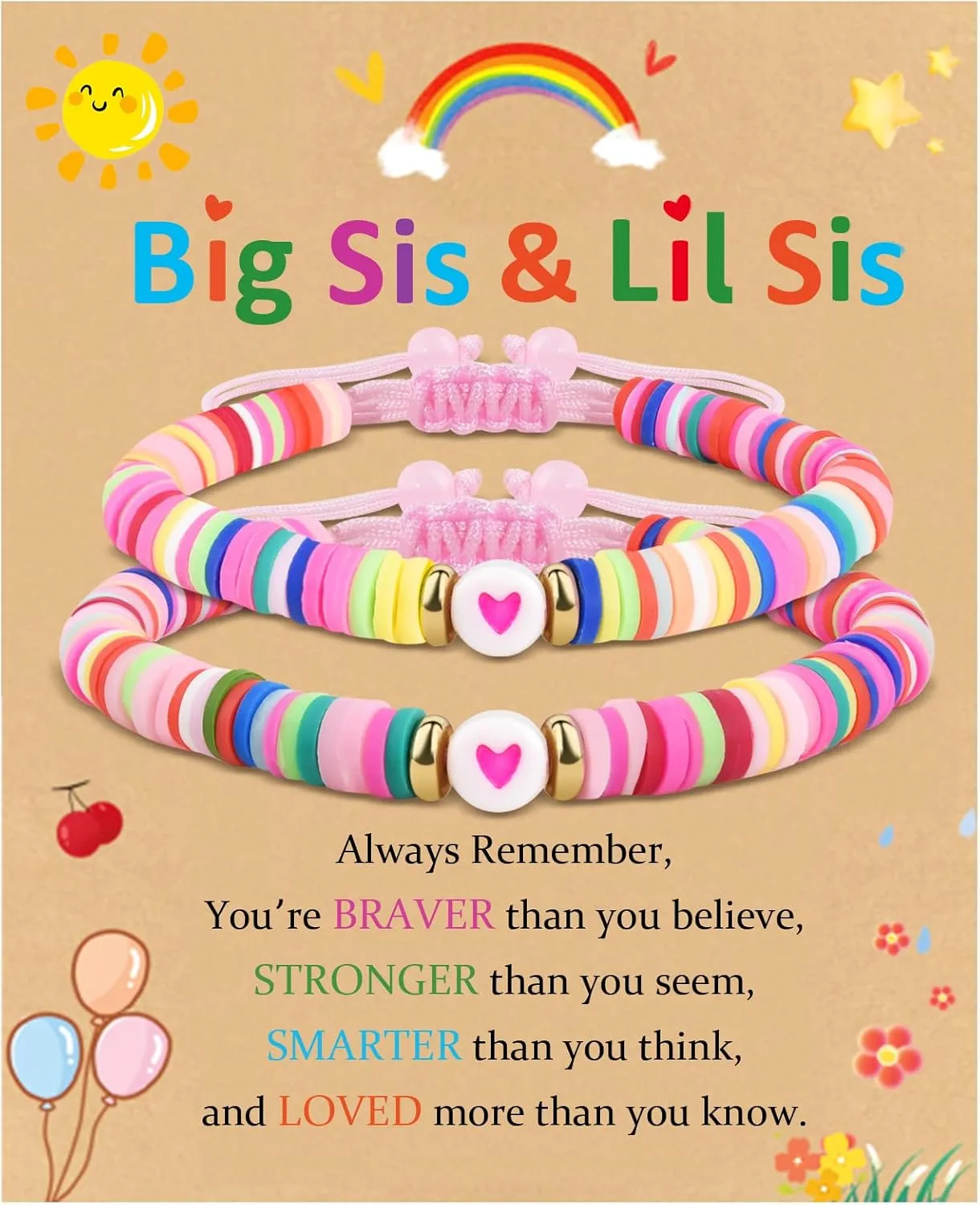 2PCS Mother Daughter/Son Bracelet Graduation Gifts First Communion Gift Mommy and Me Bracelets Big Sister Baptism Birthday Matching Wish Bracelets Set for Mom Daughters Sons Sisters