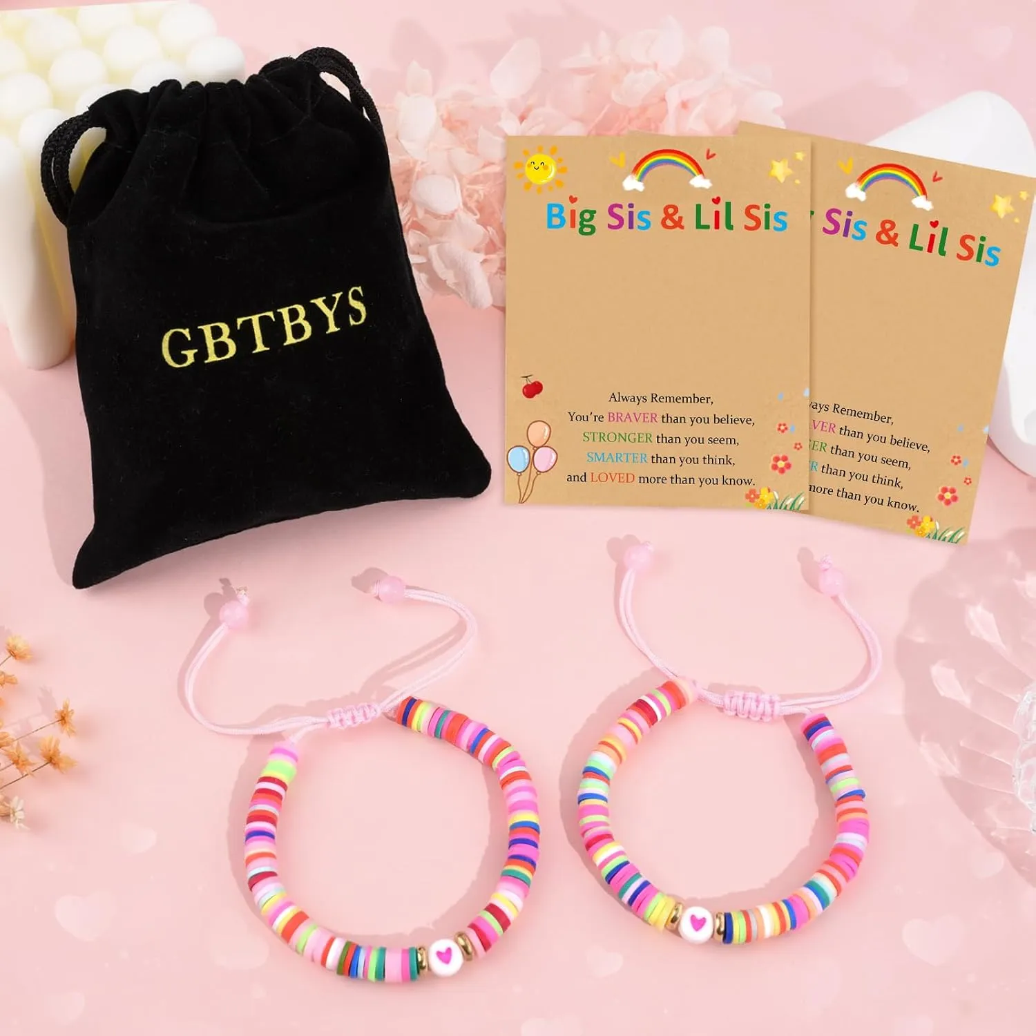 2PCS Mother Daughter/Son Bracelet Graduation Gifts First Communion Gift Mommy and Me Bracelets Big Sister Baptism Birthday Matching Wish Bracelets Set for Mom Daughters Sons Sisters