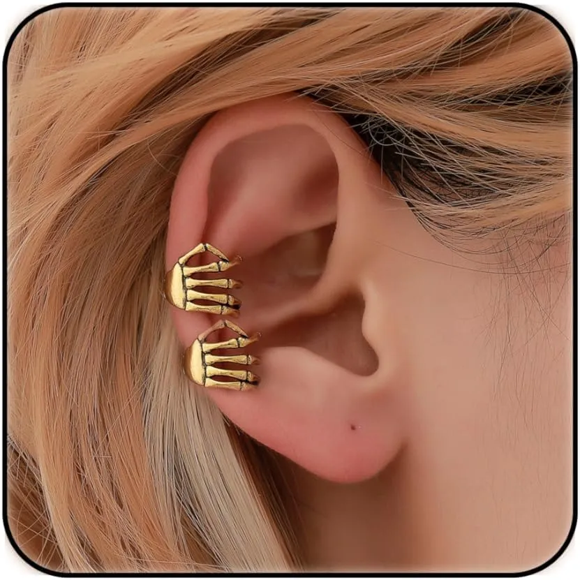 2pcs Skeleton Hand Ear Cuffs Earrings for Women Skeleton Hand Halloween Earrings Halloween Clip Earrings Personalized Earrings For Women