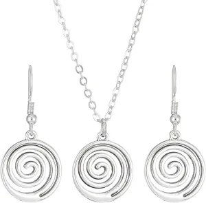 2PCS Spiral Earrings Necklace Sets for Women,Spiral Earrings Necklace Geometric Round Swirl Earrings,Spiral Earrings Round Spiral Statement Earrings Vintage Boho Summer Beach Trendy Jewelry Gifts (1420)