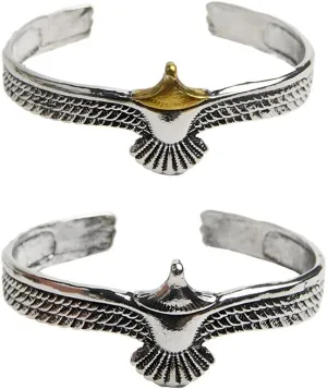 2Pcs Viking Eagle Cuff Bracelet Valentines Day Gift for Boyfriend Adjustable Open Tribal Wildlife Jewelry Indian Eagle Wing Bracelet