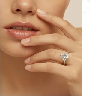 3-10ct Moissanite Engagement Rings for Women,6 Prong Round Cut D Color VVS1 18K White Gold Plated 925 Sterling Silver, Cut Lab Created Diamond Wedding Promise Jewelry