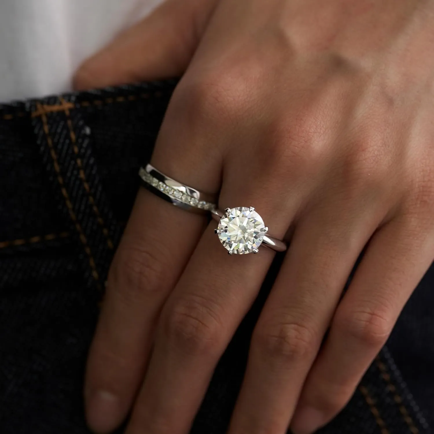 3-10ct Moissanite Engagement Rings for Women,6 Prong Round Cut D Color VVS1 18K White Gold Plated 925 Sterling Silver, Cut Lab Created Diamond Wedding Promise Jewelry