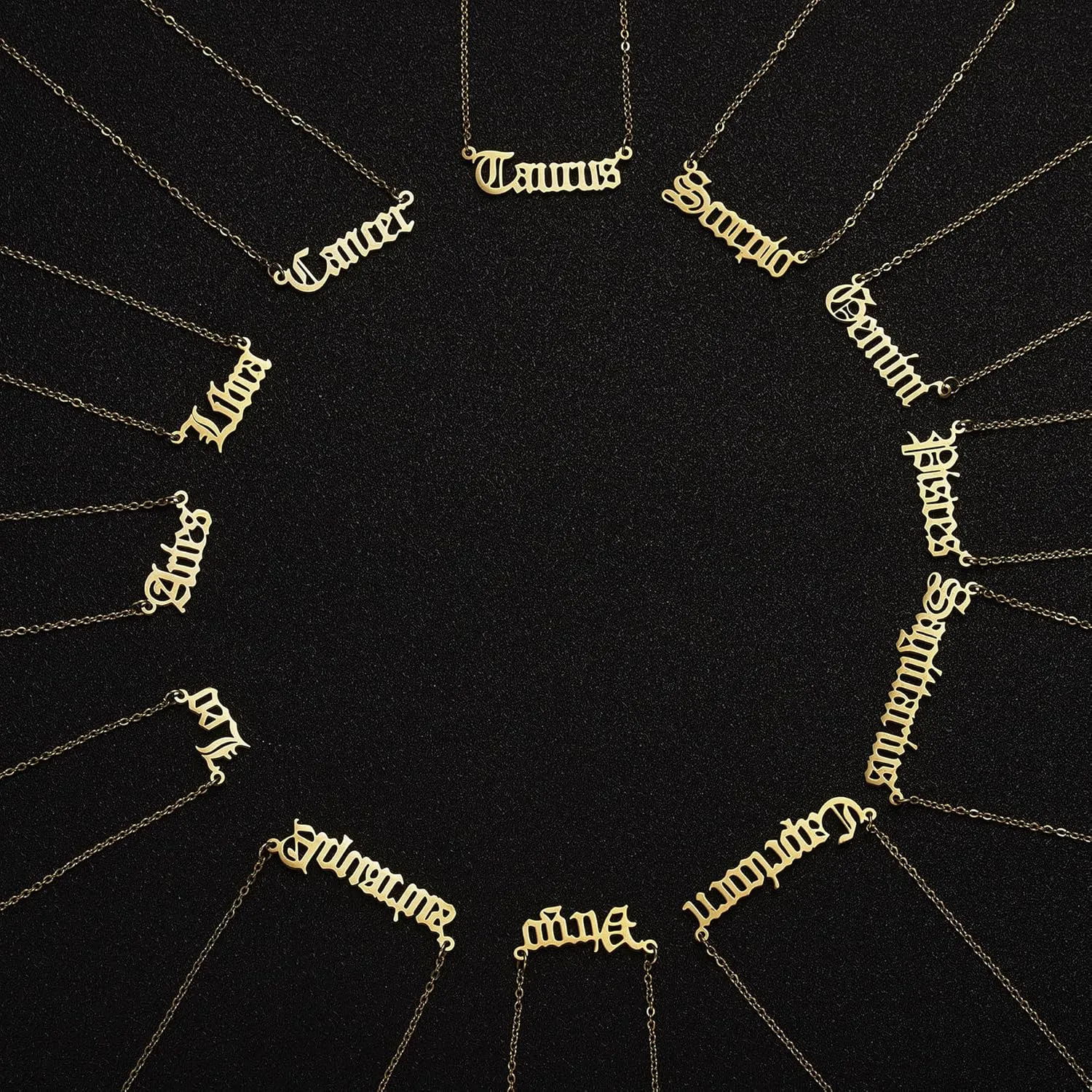 3Pcs 12 Constellation Zodiac Sign Layered Choker Necklaces Letter Astrology Horoscope with Message Card for Women Jewelry