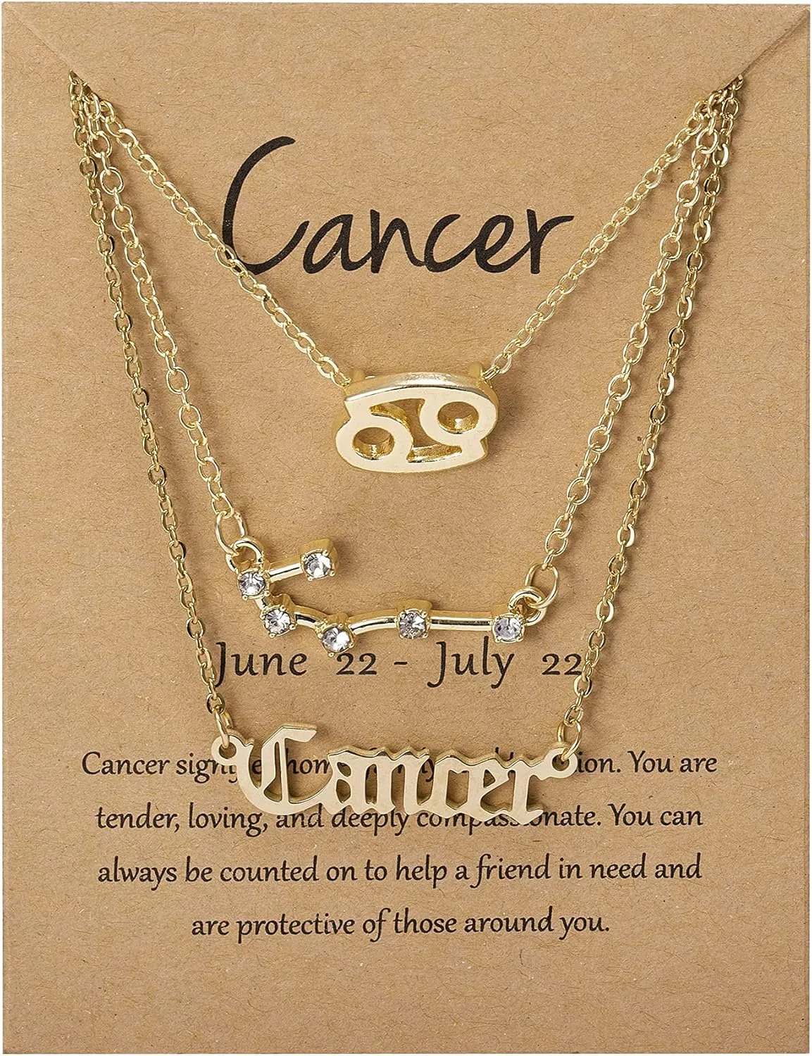 3Pcs 12 Constellation Zodiac Sign Layered Choker Necklaces Letter Astrology Horoscope with Message Card for Women Jewelry