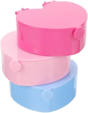 3pcs Heart Shaped Jewelry Box with Mirror Lid Small Plastic Trinket Storage Organizer Case for Little Girls Earrings Hair Accessories