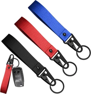 3PCS Motorcycle Keychain, Fabric Keychain Accessories Universal and Multifunctional Keychain Motorcycle Accessories for Men and Women Black Blue Keychains Anti-Lost Keychain Lanyard