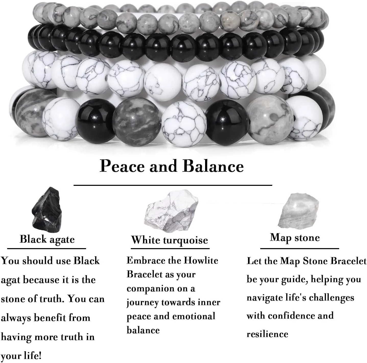 4pcs Beaded Bracelets for Women,Natural Healing Crystal Gemstones Bracelet,Anxiety Stress Relief Bracelet Handmade purple Jewelry Gifts for Women