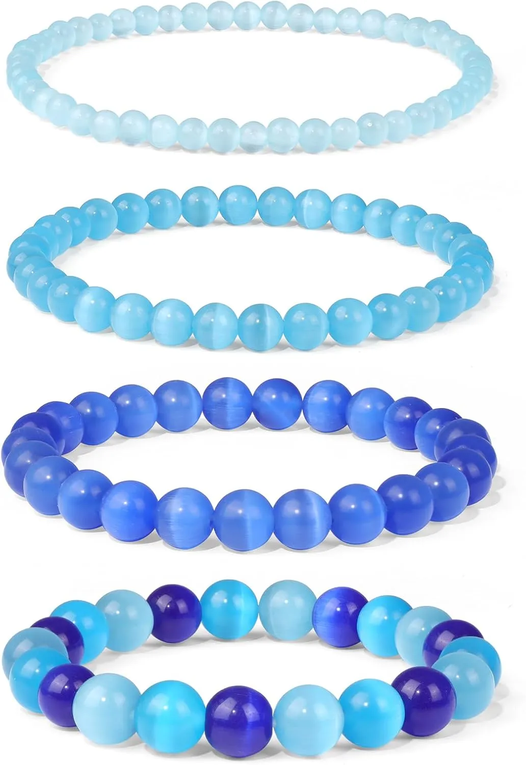 4pcs Beaded Bracelets for Women,Natural Healing Crystal Gemstones Bracelet,Anxiety Stress Relief Bracelet Handmade purple Jewelry Gifts for Women