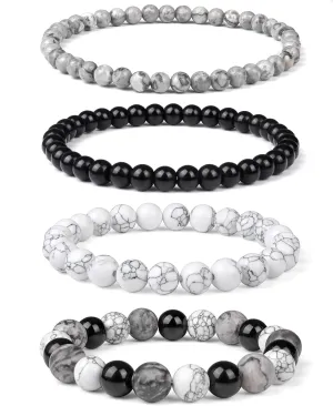 4pcs Beaded Bracelets for Women,Natural Healing Crystal Gemstones Bracelet,Anxiety Stress Relief Bracelet Handmade purple Jewelry Gifts for Women