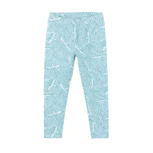 5.10.15 White Birds Print Light Blue Capri Legging 11400