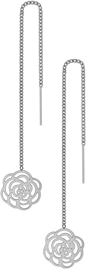 555Jewelry Womens Long Dangle Drop Dainty Flower Threader String Earrings