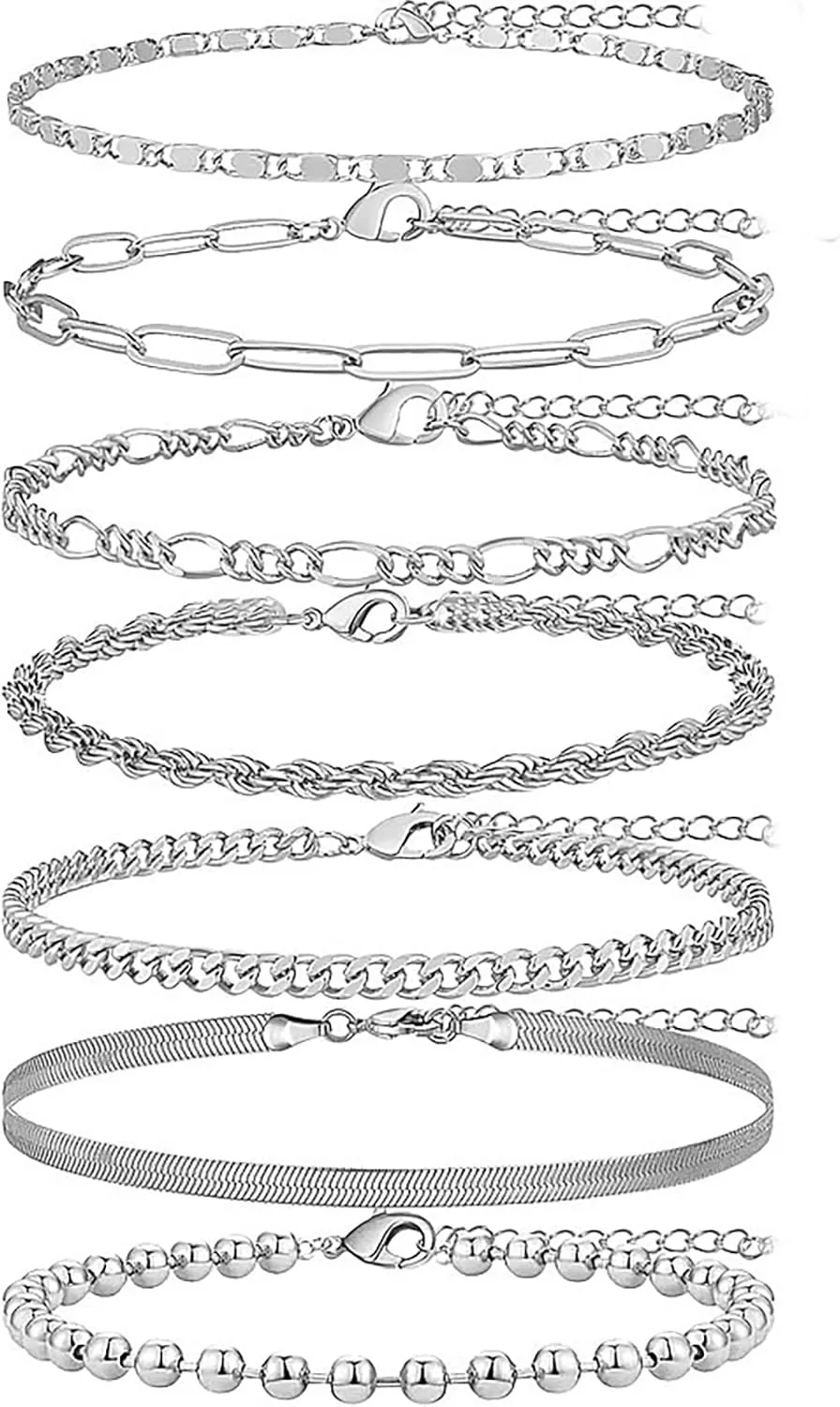 7pcs Plus Size ankle bracelets for women,Adjustable 10" 2" Large Anklets Dainty Large Ankle,Waterproof Ankle Bracelets Set,20 6cm Fashionable Anklets,Beach foot Jewelry for Women Cute