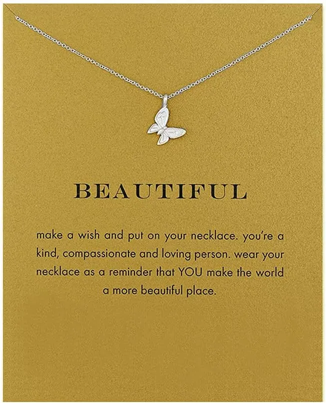 8Pack Friendship Unicorn Necklace Set Good Luck Elephant Pendant Chain Necklace with Message Card Party Favors Birthday for Women (Silver)