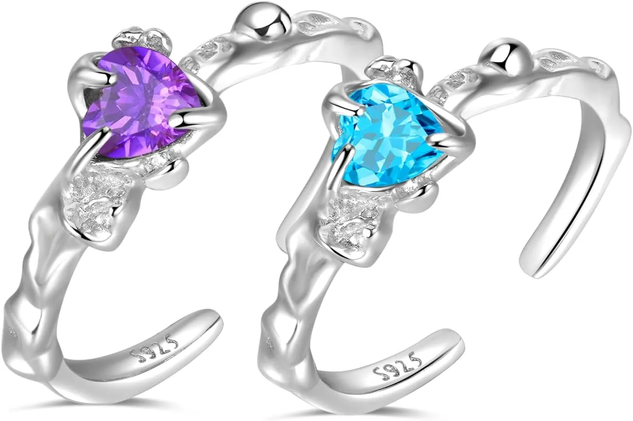 925 silver, Lake blue stone, amethyst,adjustable Promise ring, engagement ring, wedding ring, birthday gift, Valentine's Day gift, fashion jewelry gift