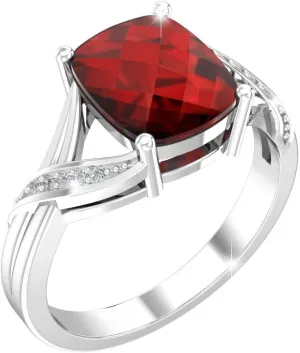 925 Sterling Silver 10x8 mm Cushion Diamond Gem Birthstone Ring
