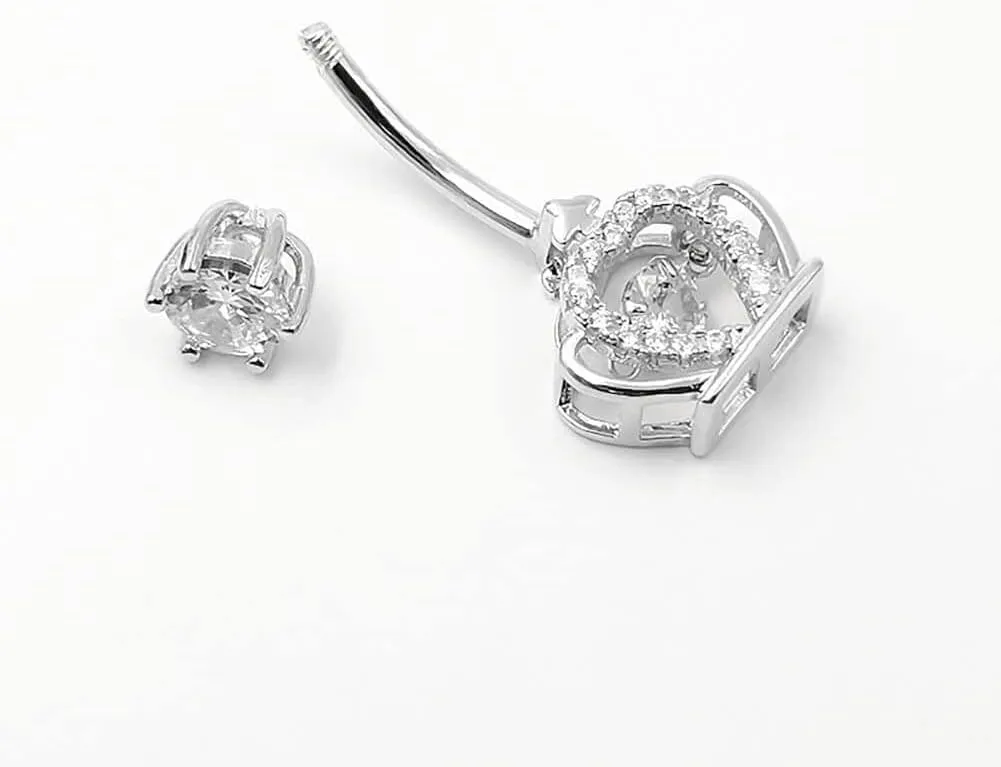 925 Sterling Silver 14G Belly Button Rings Clear CZ Navel Rings Body Piercing Jewelry