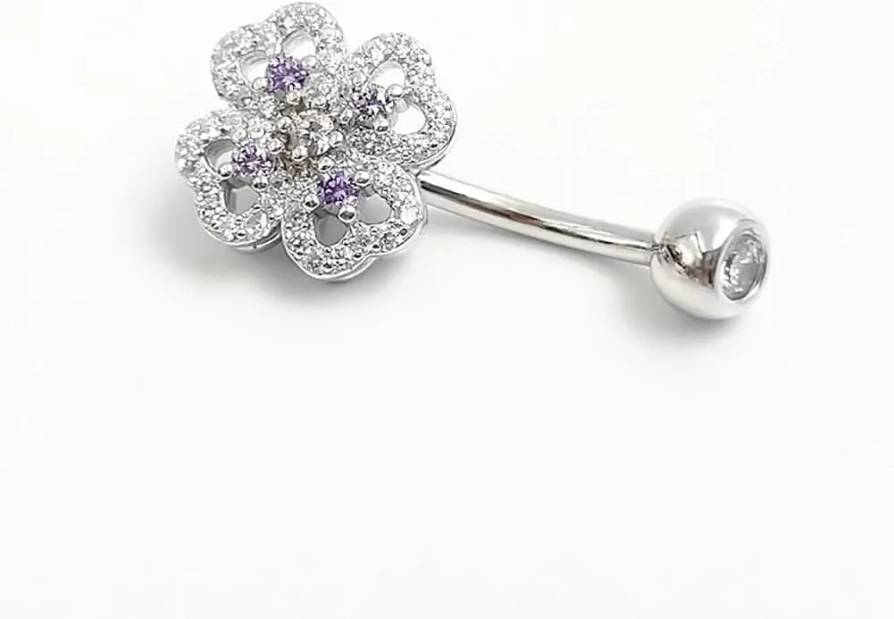 925 Sterling Silver 14G Belly Button Rings Clear CZ Navel Rings Body Piercing Jewelry