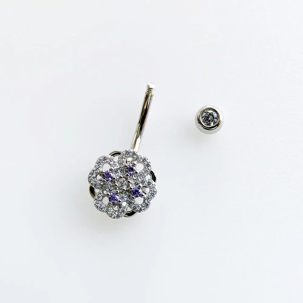925 Sterling Silver 14G Belly Button Rings Clear CZ Navel Rings Body Piercing Jewelry