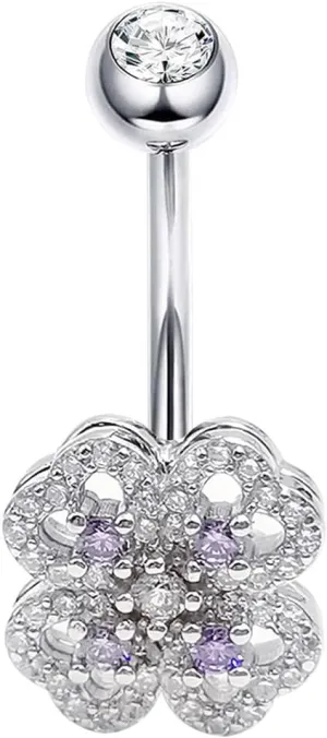 925 Sterling Silver 14G Belly Button Rings Clear CZ Navel Rings Body Piercing Jewelry