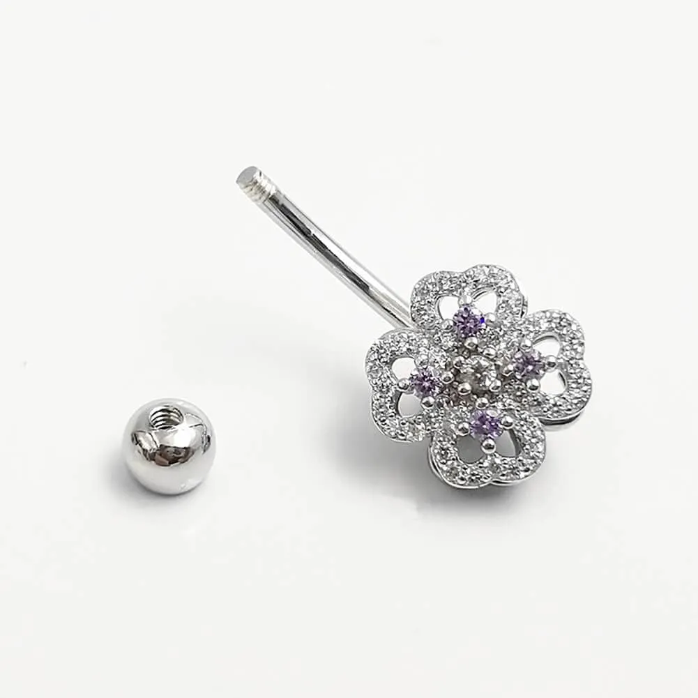 925 Sterling Silver 14G Belly Button Rings Clear CZ Navel Rings Body Piercing Jewelry