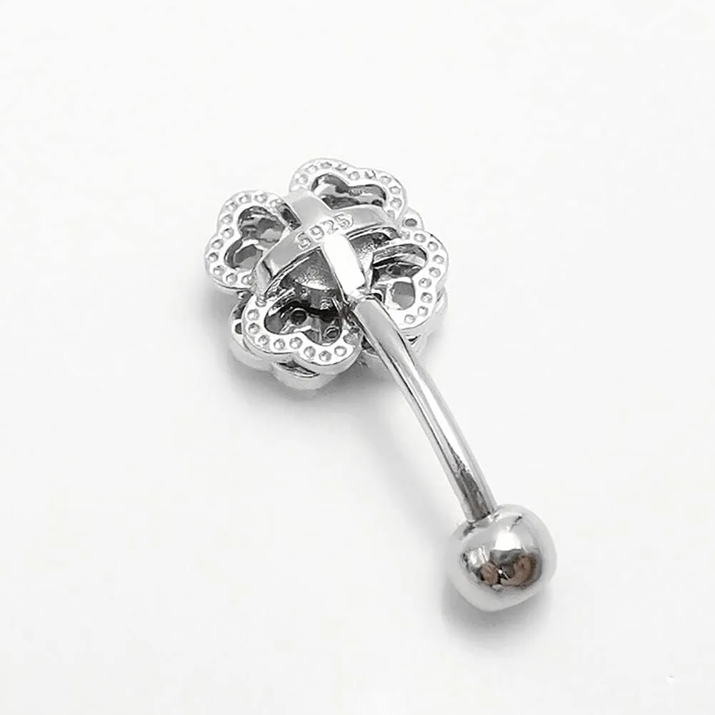 925 Sterling Silver 14G Belly Button Rings Clear CZ Navel Rings Body Piercing Jewelry